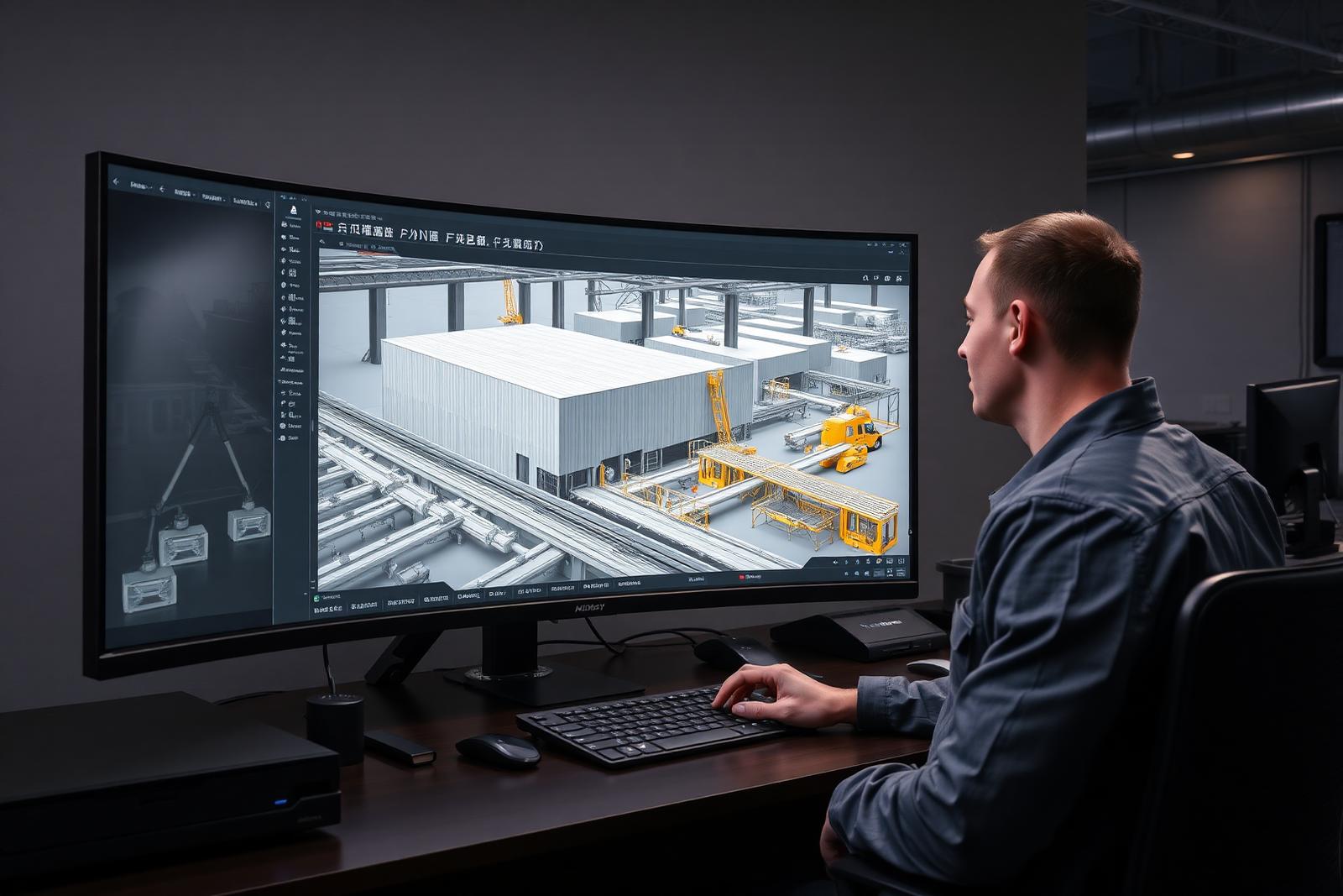 NEVO engineer working on a 3D factory model